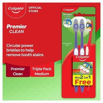 Colgate Premier Clean Toothbrush - Triple Pack (Medium)