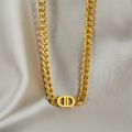 Gold Thick Chain Double D Letter Alloy Necklace Fashion Design Bracelet Accessories. 