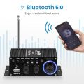 Moukey Portable Home Audio Amplifier, Mini Stereo Amplifier Bluetooth AMP - 2 Channel Wireless Audio Receiver, 50W Peak Power with AUX, USB, FM for Desktops Car Ceiling Wall Small Bedrooms Power Speakers - Remote Control (MAMP2) uk import a1592. 
