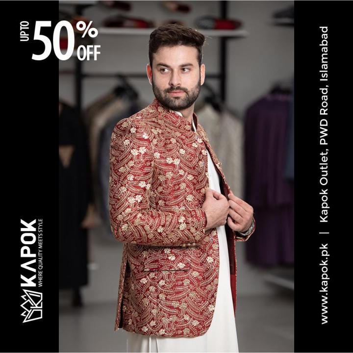 Crimson & Gold Masoori Prince Coat for Men | Kapok Groom