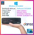Mini PC Ultra Slim PC, Intel Core 2 Duo Processor, 4GB RAM, 250GB Hard Drive, DVD, Windows 10 Ready ENERGY SAVING. 