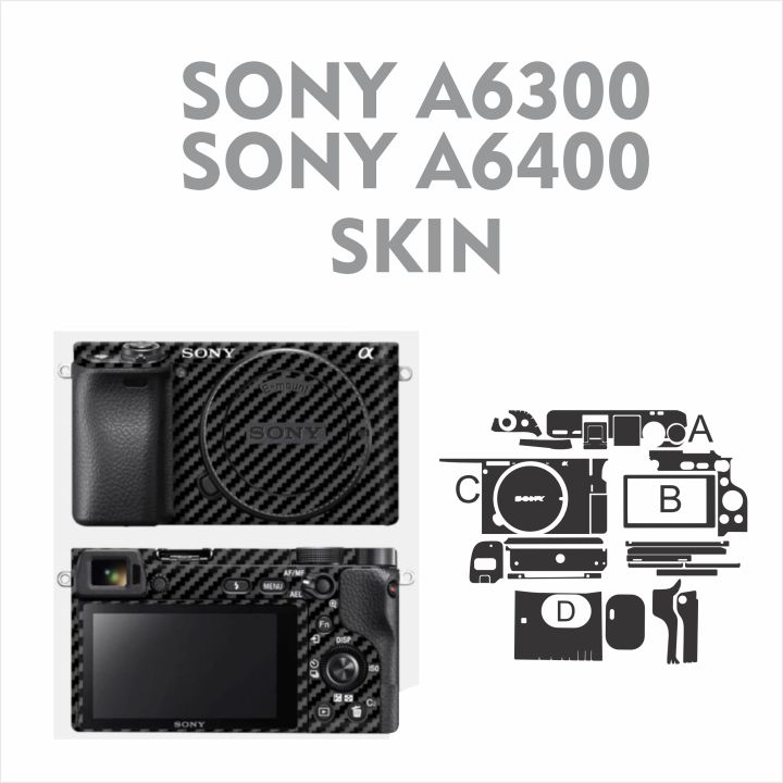 sony a6300 and a6400 camera skin black carbon fiber