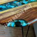 epoxy resin coffee table with metal legs outdoor table wooden round table. 