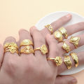 Multilayer Style Rings-Creative Geometric Gold Plated Rings- Women Punk Gold Metal Textured Finger Charm Rings Simple Jewelry Gift. 