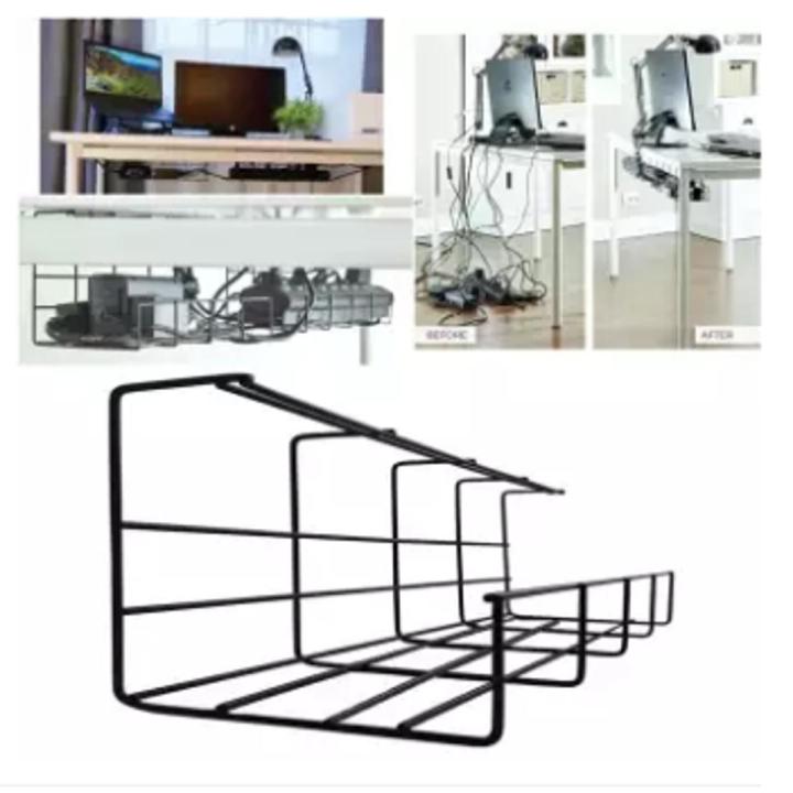 Computer TV Wire Power Supply Cable Management Under Shelf Tray Organizer