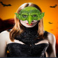 Halloween Green Goblin Mask Creepy Scary Halloween Latex Witch Evil Demon Warlock Half Face Mask. 