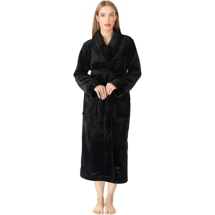 Premium%20Women's%20Plush%20Long%20Bathrobe%20-%20Soft%20Warm%20Fleece%20Robe%20with%20Shawl%20Collar%20for%20Spa%20&%20Home%20-%20Image%202
