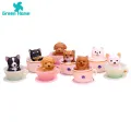 Green Home Dog Sculpture Toy Stable Base Smooth Edge Teacup Dog Figurine. 