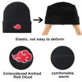 Anime Naruto Hat Akatsuki Cosplay Uchiha Obito Red Cloud Embroidery Caps Knitted Bonnet Autumn Winter Warm Beanie Hat Men Women. 