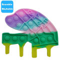 Push Pop Bubble Fidget Spinner Pop It Silicone Toy - 6 inches - Rainbow Piano Table. 