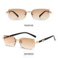 Y2K Rimless Rectangle Sunglasses Trendy UV400 Protection Frameless Sun Glasses Shades for Women & Men. 