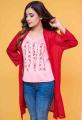 Ignite Womens Mesh Open Front Shrug - Maroon. 