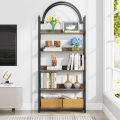 Custom Made 5-Shelf Bookshelf,  Arched Etagere Open Bookcase. 