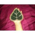 1pcs Green Pan Patta for Mayon Mehndi  Rasam bridal Groom  Mayoon Rasm e Hina Leaf for Girl Boy Women Men  Mayoon Beautiful soft Velvet Paan patta. 