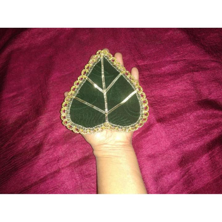 1pcs Green Pan Patta for Mayon Mehndi  Rasam bridal Groom  Mayoon Rasm e Hina Leaf for Girl Boy Women Men  Mayoon Beautiful soft Velvet Paan patta