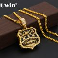 Hot Selling Hip hop Jewelry GANGSTA Medal Shield Rhinestones Badge Pendant Necklace Europe And The United States For Men. 