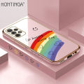 Hontinga for Samsung A72 5G/4G Back Cover（Free Lanyard）Luxury 6D Plating Smile Rainbow Side Pattern Case Soft Silicone Square Mobile Cover. 