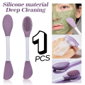 Silicone Double Head Mask Brush, Silicone Face Wash Brush, Mud Film Special Scraper Applicator, Facial Cleansing Brush, Cleaning Tool. 