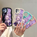 UCUC for Samsung J7 Prime Back Cover Purple Hair Girl Creative Candy Color Wave Silicon Phone Protective Case. 