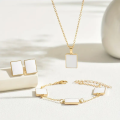 Square of Elegance Onyx Set (Pendant , Earring & Ring) White. 