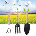 3Pcs Spade Fork Shovel Rake Harrow Set Home Mini Gardening Tools Potted Landscape Plants Maintenance Suit Wood Handle kids By Alarbi. 