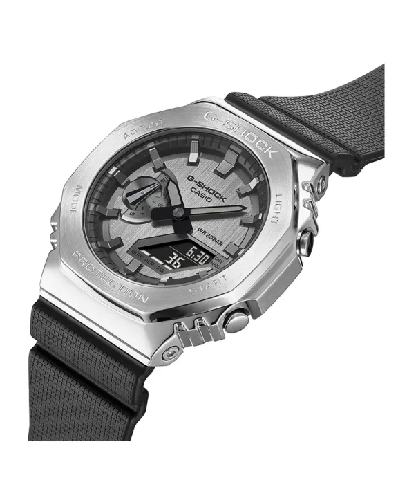Casio%20G%20Shock%20Metal%20Covered%20Silver/Black%20Round%20Analog+Digital%20World%20Time%20Multi-Function%20Black%20Resin%20Band%20Watch-GM-2100-1ADR%20-%20Image%204