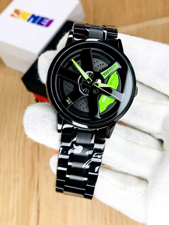 "Men's%20Rotating%20Rim%20Watch%20-%20Automatic%20Sport%20Watch%20with%20Wheel%20Rim%20Design%20%7C%20Waterproof%20&%20Stylish",Car%20Wheel%20Rim%20Hub%20Design%20Sport%20Automatic%20Wristwatch%20-%20Image%202