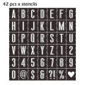 42 pcs Alphabet Stickers Chalkboard Symbol Number Interlocking Template Stickers Wood Alphabet Letter Stencil Stamping Embossing Template. 