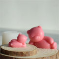 Side Sleeping Bear Scented Candle Silicone Mold Diy Aroma Plaster Handmade Soap Cake Chocolate Decoration Mold. 