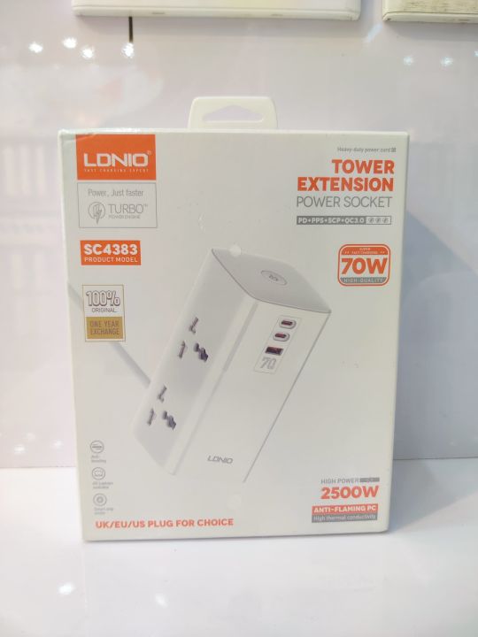 LDNIO SC4383 70W MULTIFUNCTIONS TOWER EXTENSION POWER SOCKET.