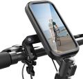 Bike Phone Holder Waterproof, Motorcycle Phone Mount, iPhone Bike Handlebar Mount, Double 360°Rotations, Compatibility with 18-35mm Handlebar and Suitable for 4.7-6.8 inch Smartphones. 