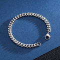 Jewelry wholesale fashion sideways flat chain stainless steel chain simple titanium steel men's trend hip hop bracelet accessories. 