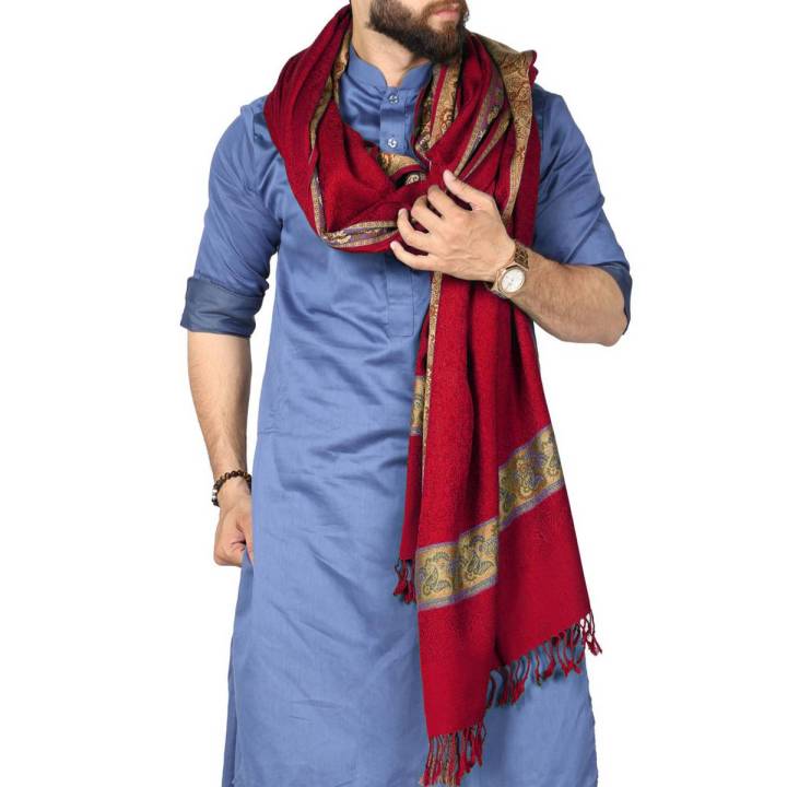 Kamaal%20Khan%20Red%20Iraqi%20Style%204%20Border%20Chadder%20/%20Shawl%20/%20Dastaar%20For%20Men%20SHL-182-4%20-%20Image%206