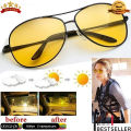 HD Night Vision Glasses Aviator Style Shape Night Driving Glasses Anti Glare Polarized Mens Women Glasses - Yellow. 