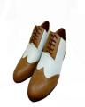 White & Brown Leather Shoes For Men. 