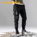 Loveseason Fitness Pants Mid-Rise Multi Pockets Solid Color Casual Cargo Pants. 