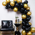 40 Golden and Black Metallic Balloons Pack For Birthday , Anniversary & Party Decoration - Chrome Balloons For Room Decoration. 