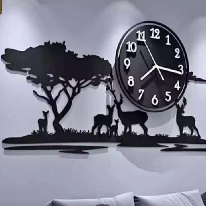 fancy jungle theme wooden clock for home & offices DIY 3d design wooden watch  for decoration of walls  wooden wall clock stylish design  wooden wall clock for home decor  office decor and for gift new trendy style wall clock for living room