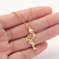 Chandler Stainless Steel Flamingo Necklace Tropical Bird Collars Gold Gold Exotic Bird Kid Jewelry Teen Party S. 