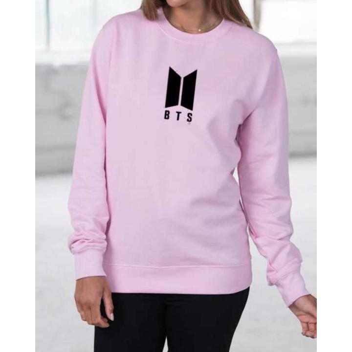 BTS Stylish Printed Pink Sweatshirt For Women