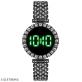 Luxurious Digital Bracelet Watch for Women & Girls - Full Diamond/Stone Studded LED Touch Screen Wristwatch. 