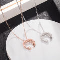 Moon Star Silver Color Meteor Garden Slip Falling Meteor Micro-Inlaid Necklace For Women Fashion Jewelry Birthday Gift SNE295. 
