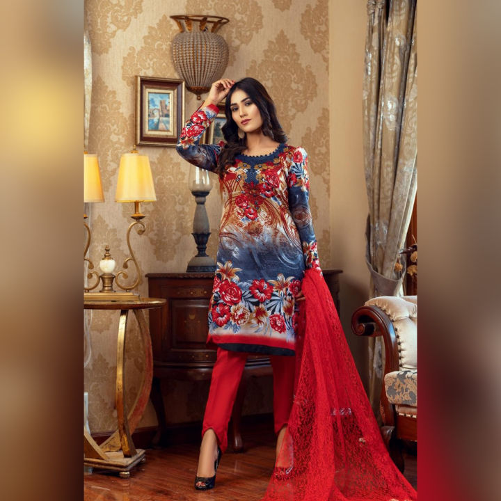Lollypop Pret Summer Stiched Tradtional Work and Embroidered Long Maxi For Her Article Mar-1156 By Lucky Traders