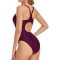 Women's Sleeveless One-Piece Swimsuit, Solid Color Adjustable Straps Tummy Control Bathing Bodysuit. 