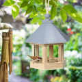 Wooden Hanging Bird Feeder Peanut Food Container Garden Outdoor Feeding Tool. 