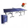 International Standard Foldable Table Tennis Table SNK FITNESS Standard Size 9'x5' with Locking Wheels, Net, Rackets Set and Balls. 
