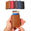 Automatic Metal Pop Up Card Holder Wallet for men and Women Slim PU Leather Wallet for men. 