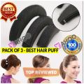 3Pcs/set Hair Pads Volume Increase Puff Bun Maker Donut Magic Foam Sponge Bump Up Insert Base Accessories 100% brand new and high quality Perfect for giving your plain hair a look. 
