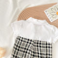 Gentle Baby Boys Summer Clothing Plaid Cotton Short Sleeved Infants Romper Casual. 