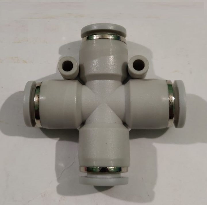 Pza Pneumatic Plastic one touch air compressor 4 way union cross Tube Fitting / Fitting 5 way one Touch 4mm , 6mm to 8mm size